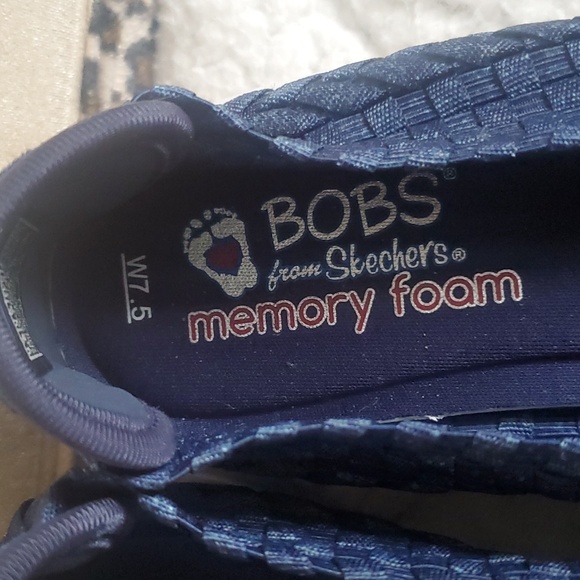 NIB BOBS from Skechers Women's 7.5 Blue Memory Foam Espadrille Wedge Slip On - Picture 4 of 12